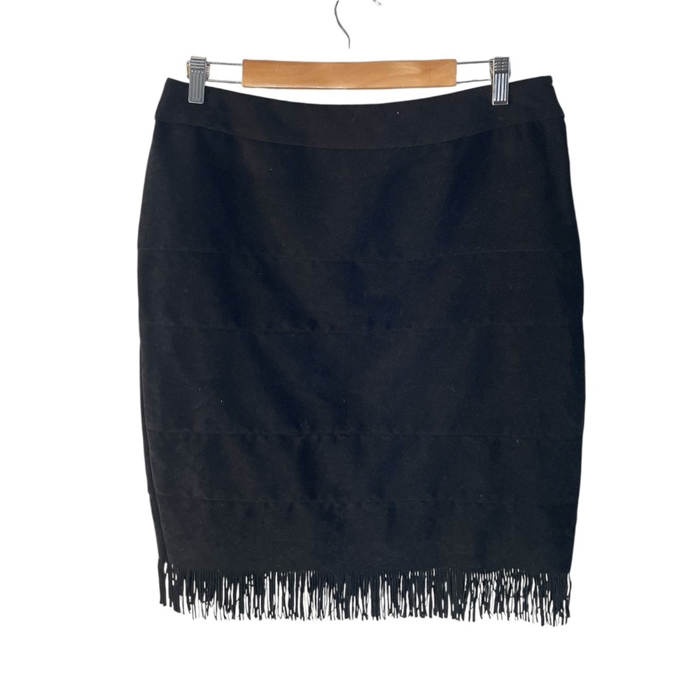 X8- Black Fringe Hem Women's Skirt Women’s Large